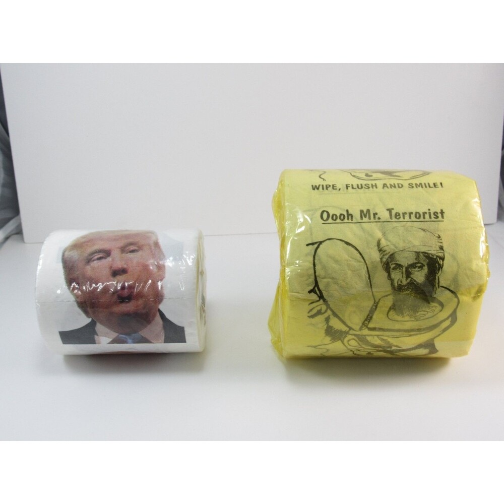 Gagster Donald Trump Toilet Paper Roll 3 Ply 200 Sheets & BIn Laden Toilet Paper